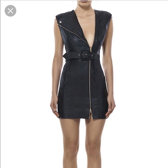 Misha Collection Women's Loren Leather Moto Dress - Black - Size 4
